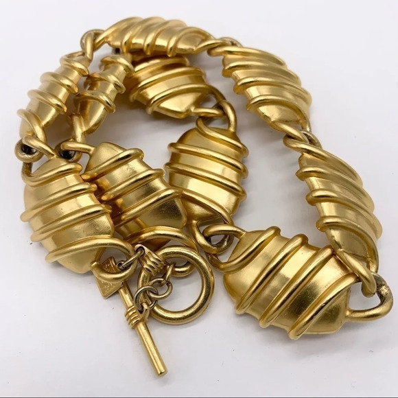 Anne Klein Vintage Gold Ribbed Links Collar Necklace - Picture 2 of 5